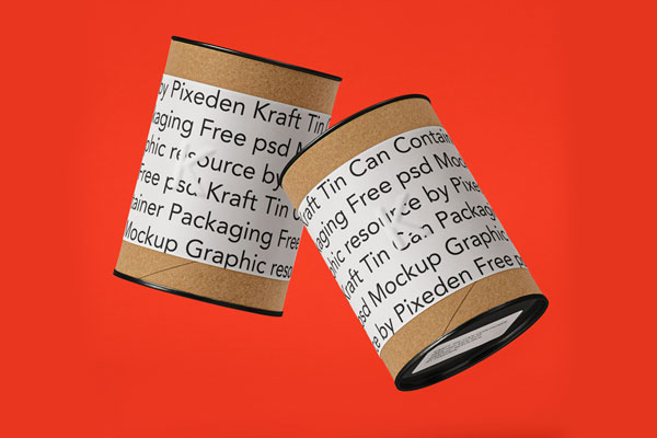 Kraft Container Tin Can Mockup in Front Sight