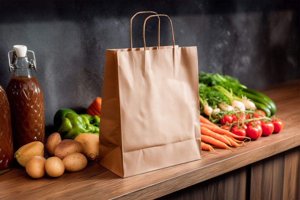 Kraft Paper Bag Mockup on Kitchen Table
