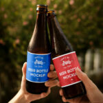 Label Mockup with 2 Beer Bottles in Hands