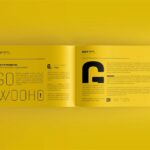 Landscape Hardcover Book Mockup in 4 Showcases