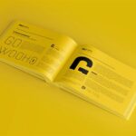 Landscape Hardcover Book Mockup in 4 Showcases