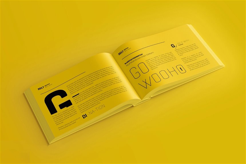 Landscape Hardcover Book Mockup in 4 Sights FREE PSD