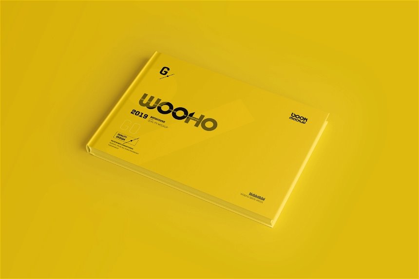 Landscape Hardcover Book Mockup in 4 Sights FREE PSD