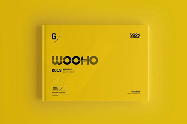 Landscape Hardcover Book Mockup in 4 Sights