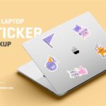 Laptop Sticker Mockup in 4 Sights
