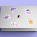 Laptop Sticker Mockup in 4 Sights