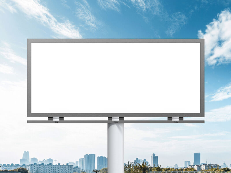 Large City Outdoor Billboard Mockup with a Sky Background