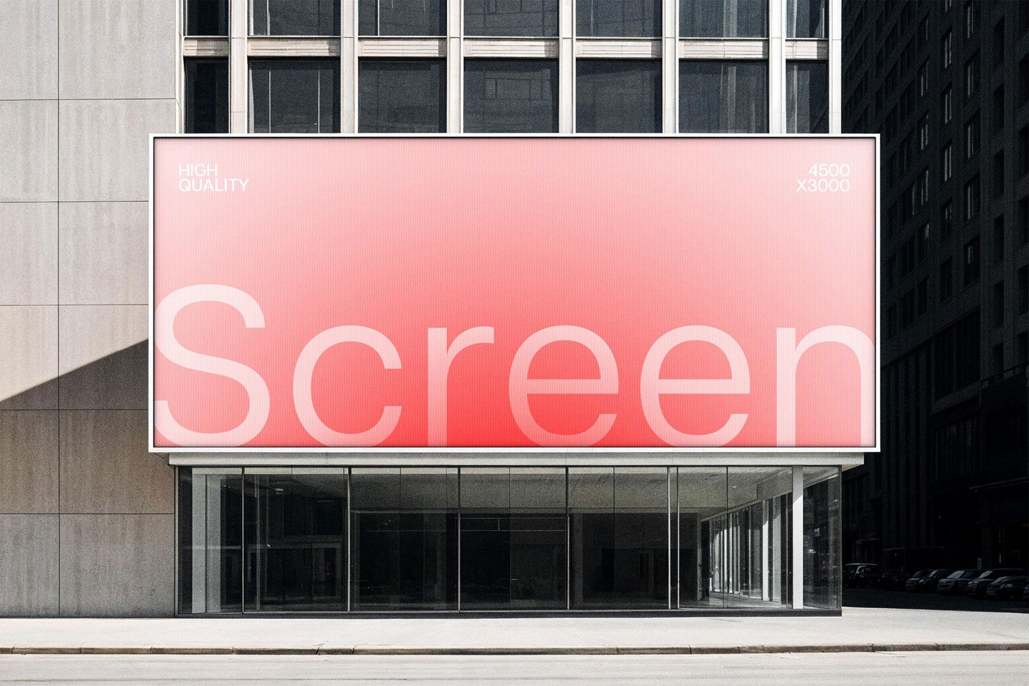 Free Large Outdoor 21:9 Screen Mockup PSD Template