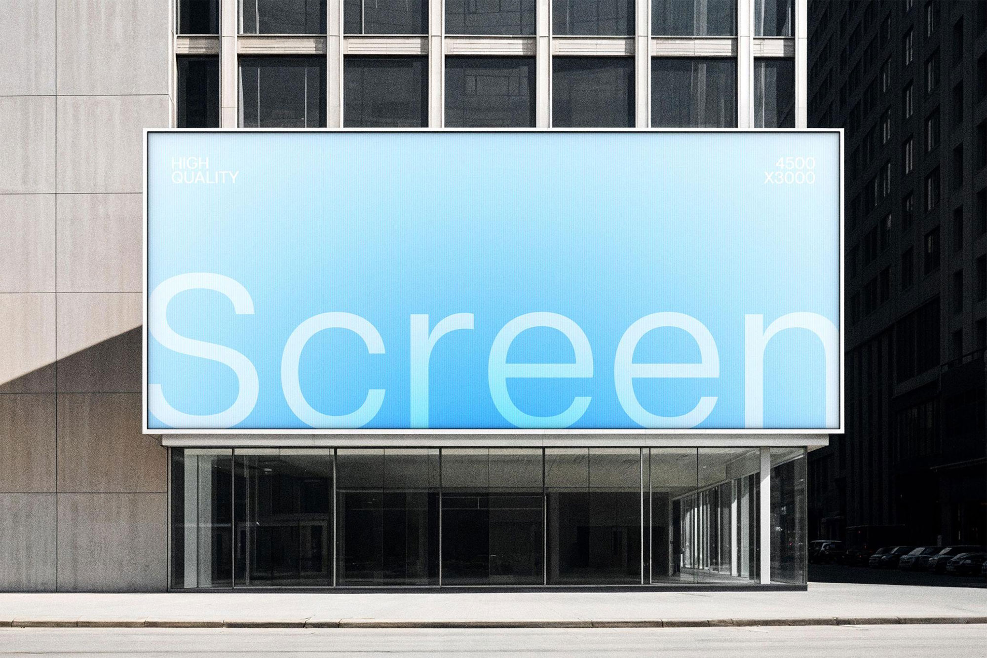 Free Large Outdoor 21:9 Screen Mockup PSD Template