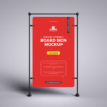Large Vertical Pavement Sign Board on a Stand Mockup