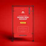 Large Vertical Pavement Sign Board on a Stand Mockup