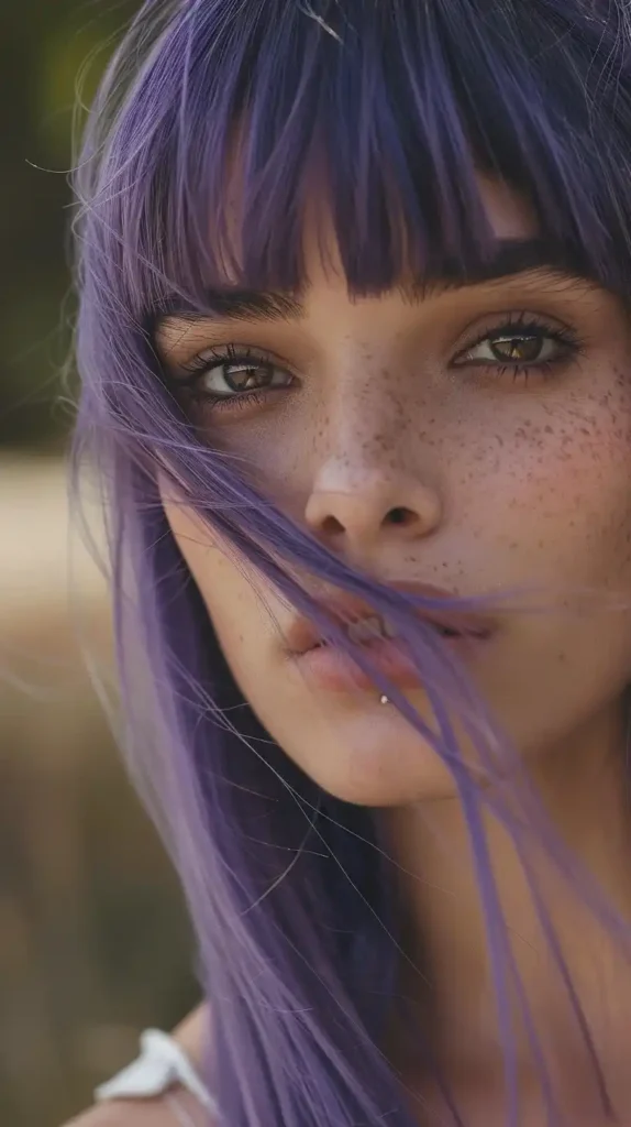 Lavender-Haired Model Close-Up