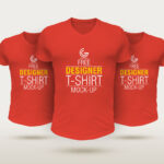 Layered Designer V-Neck T-Shirts Mockup