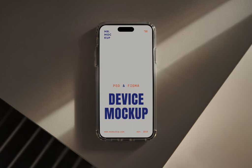 Laying iPhone 16 Pro on Table Mockup
