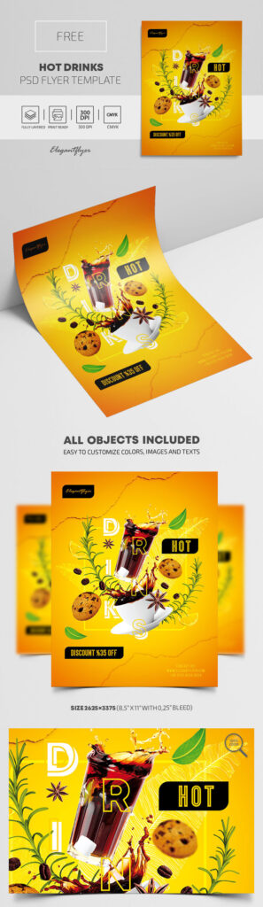 Leafy Cookies and Drinks Cafe Flyer Template