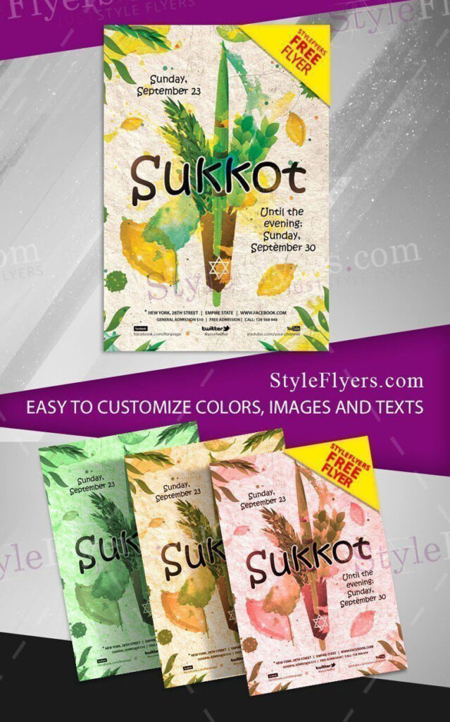 Leafy Illustrative Sukkot Event Flyer Template