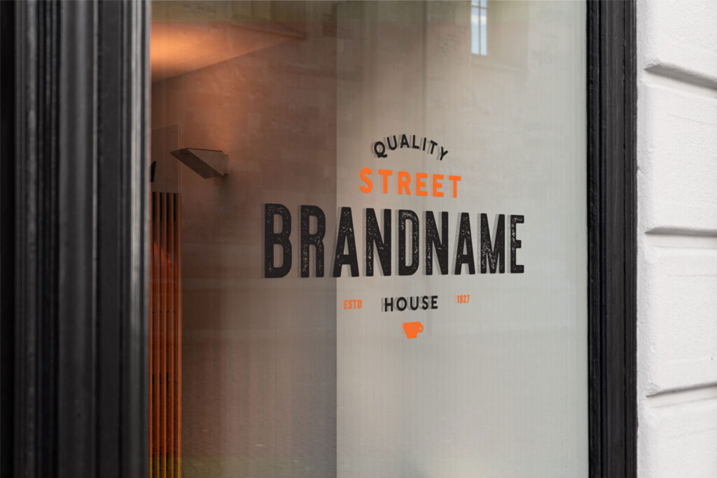 Left Side View of Window Sign Mockup