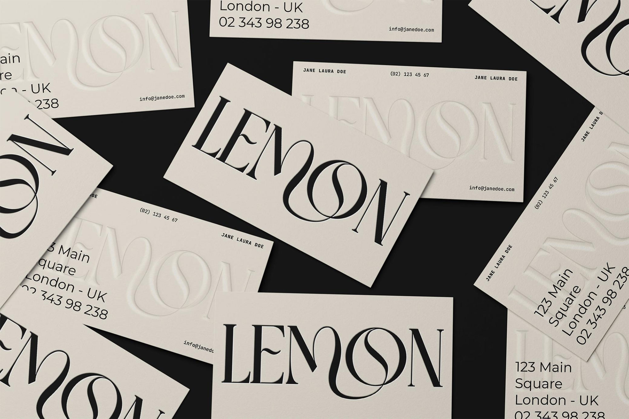 Free Lemon Debossed Business Card Mockup PSD Template