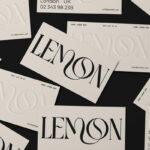 Lemon Debossed Business Card Mockup