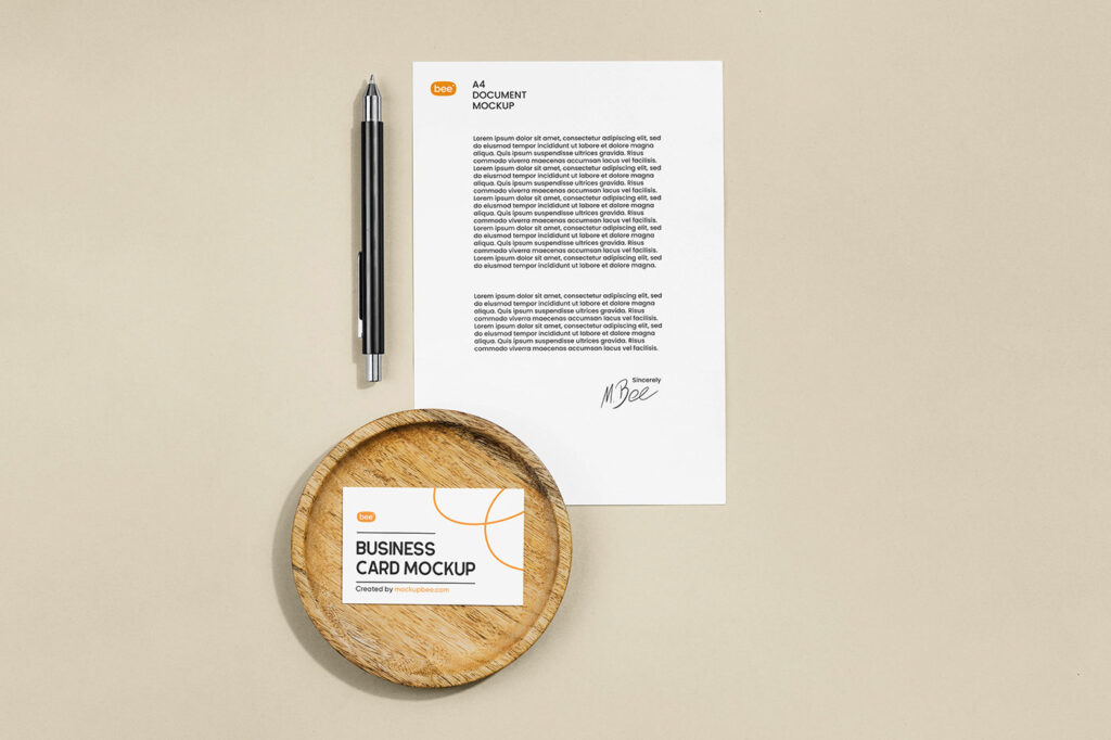 Letterhead with Business Card Mockup