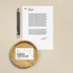 Letterhead with Business Card Mockup
