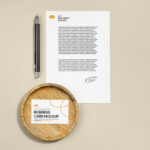 Letterhead with Business Card Mockup