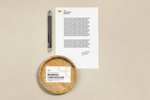 Letterhead with Business Card Mockup