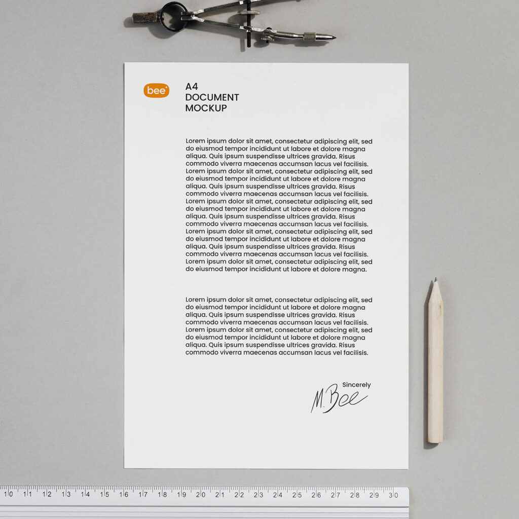 Letterhead with Ruler Mockup