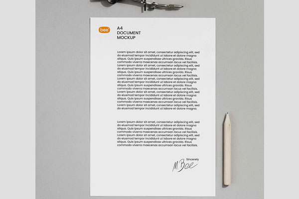 Letterhead with Ruler Mockup
