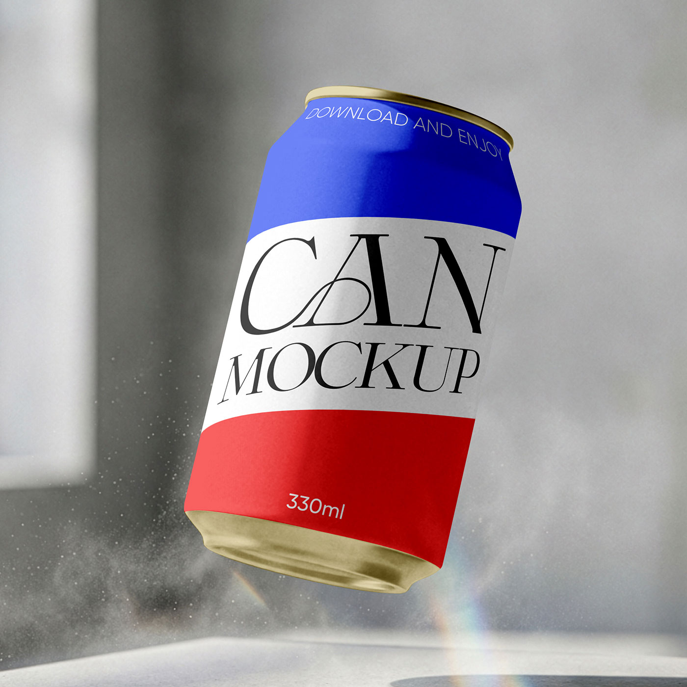 Free Levitating Can Mockup PSD Template