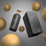 Levitating Skincare Lotion Pump-Top Bottle With Box Mockup