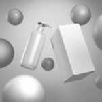 Levitating Skincare Lotion Pump-Top Bottle With Box Mockup