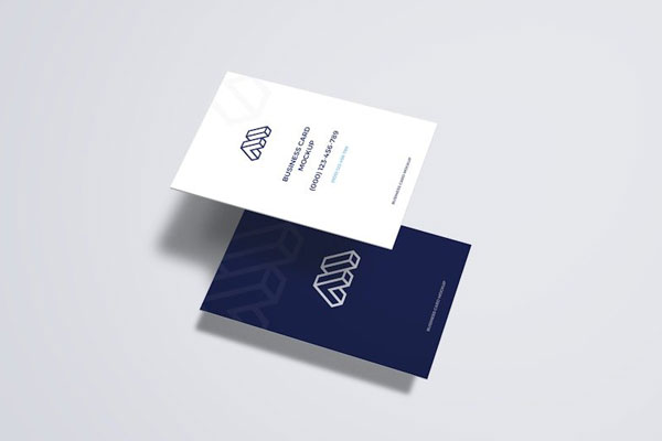 Lifted Business Cards Mockup in Perspective Sight
