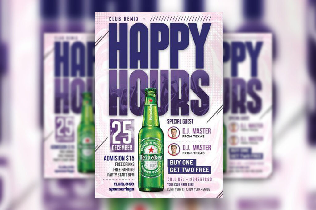 Light Pink, Purple, Typographical Beer Party Flyer Template