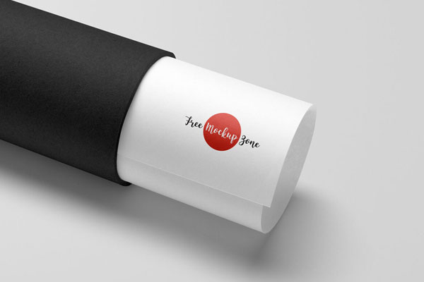 Logo Mockup Featuring a Paper Inside a Tube on Floor