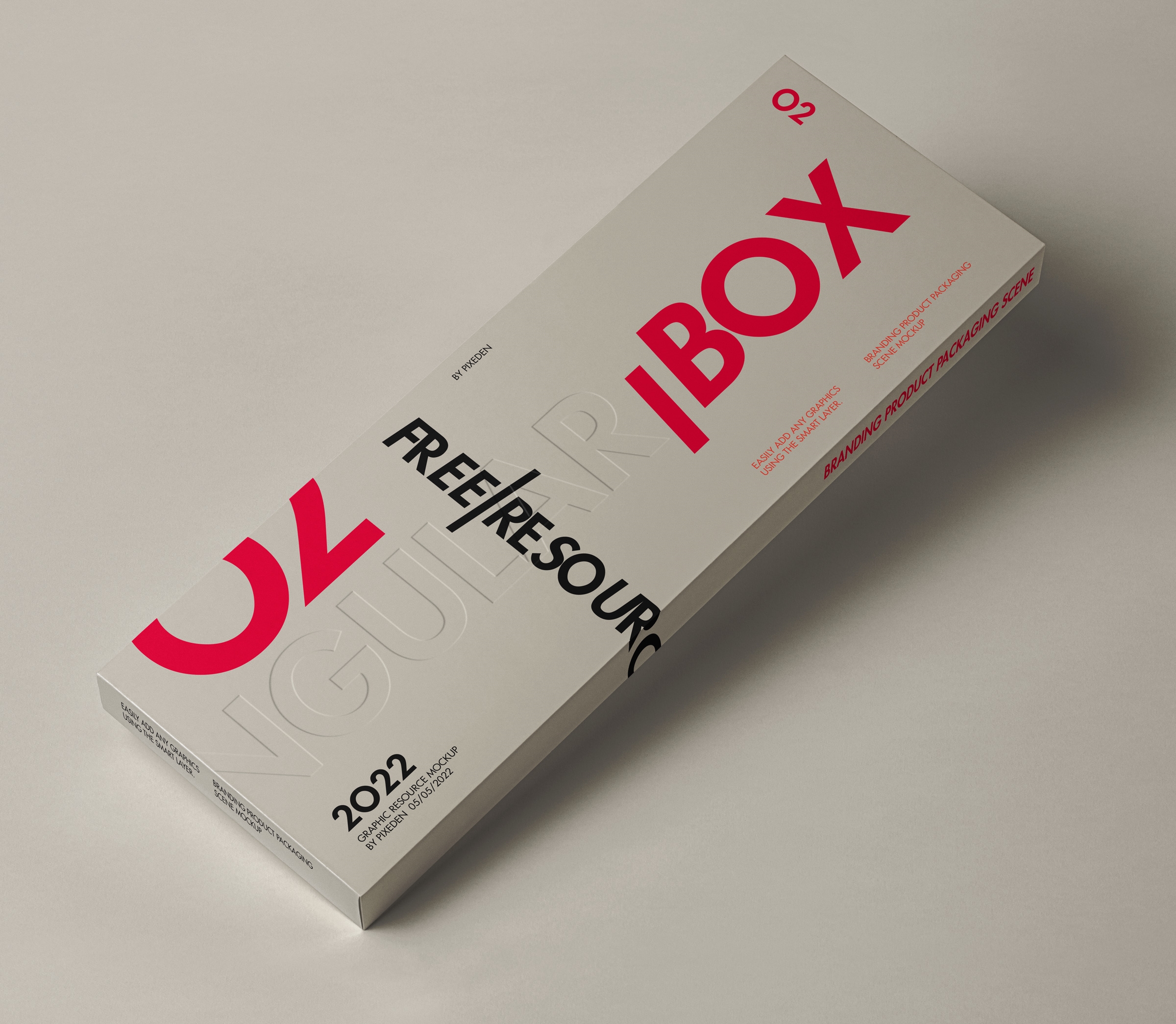 Long and Thin Rectangle Packaging Box Mockup FREE PSD