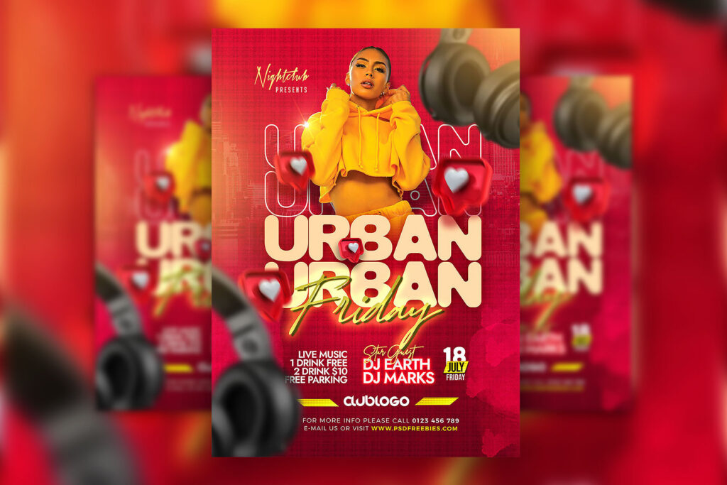 Lovely Urban Friday Night Music Party Flyer Template