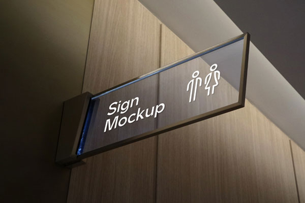 Low Angle Rectangle Glass Sign Mockup
