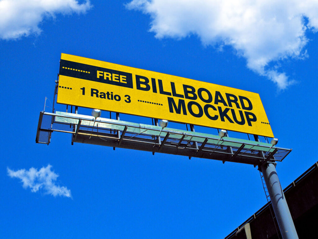 Low Angle Shot Street Billboard Mockup