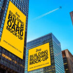 Low-Angle View, Outdoor Building Advertising Banners Mockup