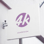 Low-Angle View, Square Signage Put up in the Wall Mockup
