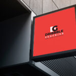Low Angle View Stick-out Signboard Mockup Outside Shop