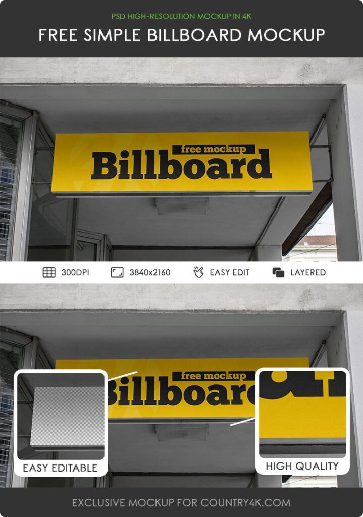 Low Shot View of a Billboard in an Outdoor Setting Mockup