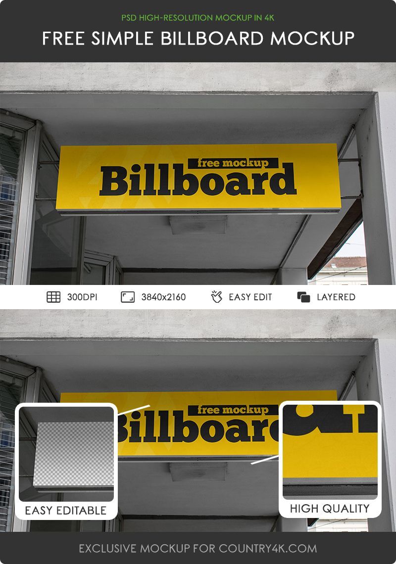 Low Shot View of a Billboard in an Outdoor Setting Mockup FREE PSD