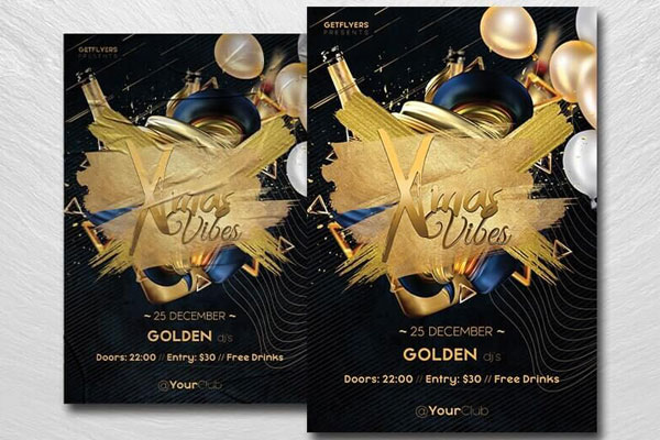Luxurious Black and Golden Christmas Vibes Flyer Template