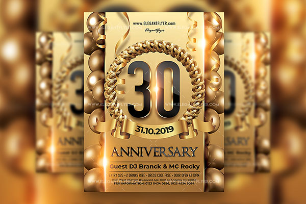 Luxury Golden Anniversary Flyer and Facebook Templates