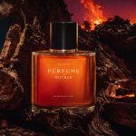 Luxury Perfume Mockup on Fiery Rocks