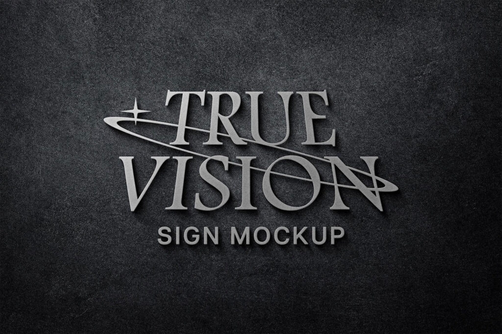 Luxury Silver Signboard Logo Mockup