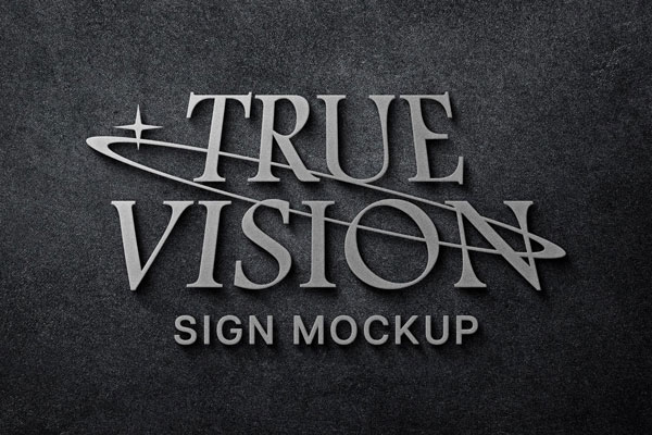 Luxury Silver Signboard Logo Mockup