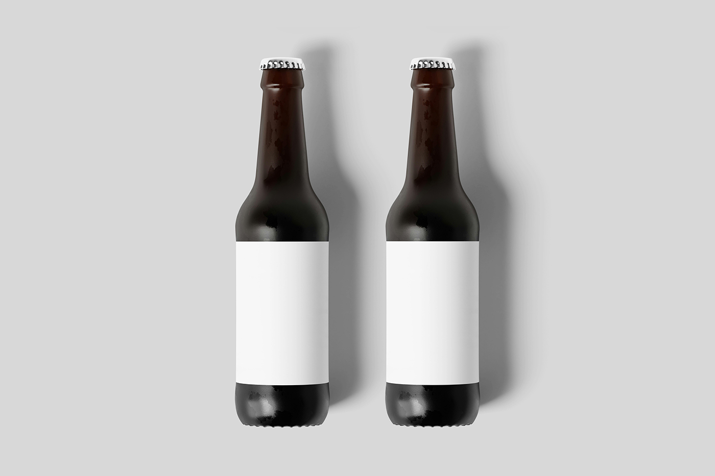 Free Lying Beer Bottle Mockups PSD Template